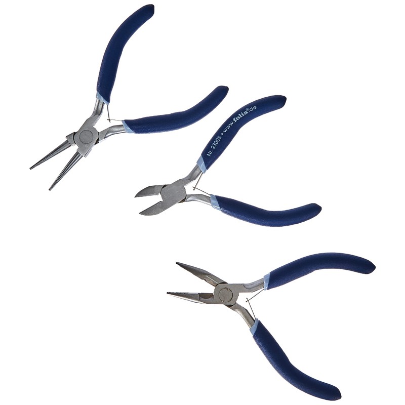 folia 23005 Jewellery Pliers Set, 3 Pieces, Combination Pliers, Side