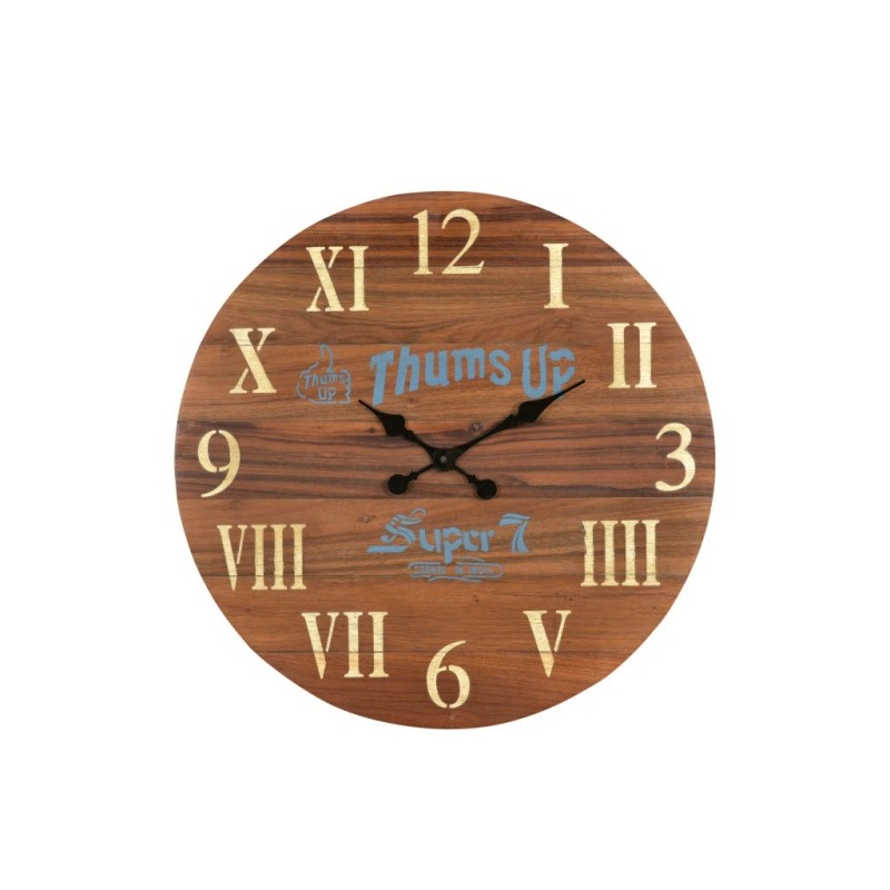 HomeRoots 24" Brown Solid Wood Silent Analog Round Wall Clock