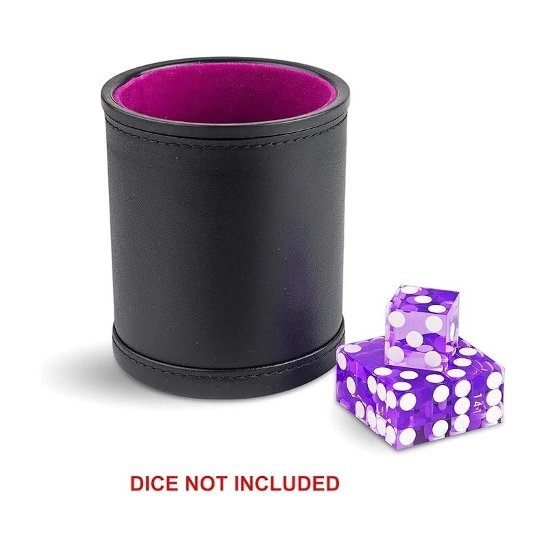Leather Dice Cup with Purple Felt Lining