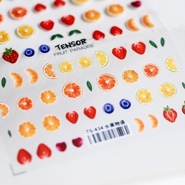 Summer Fruit Nail Art Stickers Decals 5D Embossed Fruit Nail Decals 1PCS Orange Lemon Strawberry Blueberry Summer Nails Design Engraved Stickers Manicure Nail Art Supplies for Women Nail Decorations