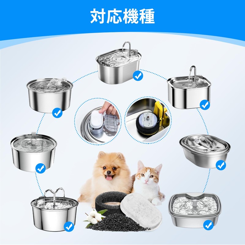 Cunina 10 + 10 Pcs Cat Water Fountain Filter, 1.2