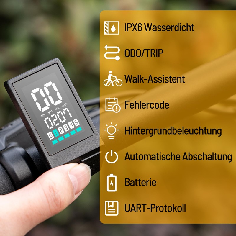 E-Bike Display Electric Bicycle Compatible with Bafang BBS01 BBS02 BBS-HD