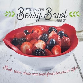 Strainer Colander Fruit 1 Quart Bowl Small Detachable 2 Piece Set Handle Berries Vegetables Exultimate
