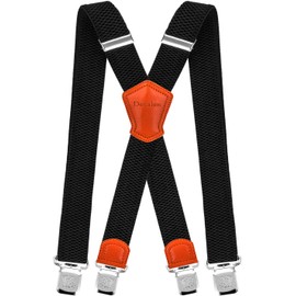 Decalen, unisex braces, 4 cm wide, with 4 very strong metal clips, long, one size, adjustable and elastic cross-style - black 1