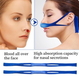 Pack of 6 Nose Splints Nose Bandage with Ear Loops Elasticity Nose Tamponade with Cotton Core, Adapts to Different Nose Shapes (Blue, Skin Colour)