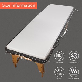 TUOTPE White Lash Bed Topper Memory Foam Topper for Massage Bed,73x29x2 inch Memory Foam Massage Mattress with Removable Cover, Elasticized Non-Slip,Lash Bed Topper (Not Included Bed), for Massage and Beauty