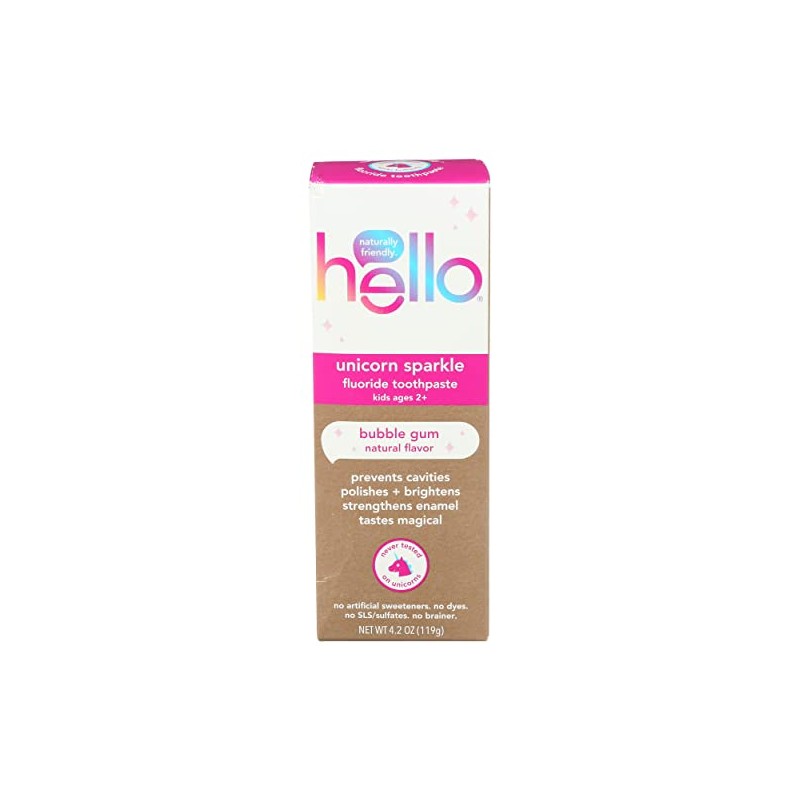 HELLO Bubblegum Unicorn Sparkle Toothpaste for Kids, 4.2 OZ