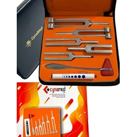 CYNAMED USA Tuning Fork Set of 7 C128 C256 C512 C1024 C2048 Plus Taylor Hammer Plus PENLIGHT Complete DIAGANOSTICS Set Instruments Set of 7