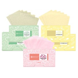ZHEJIA Oil Blotting Paper, Face Care, 500 Pieces, Makeup, Unisex, Sweat Release, Natural Oil Blotting Paper, Soft, For Normal and Oily Skin, Pink, Green, Yellow