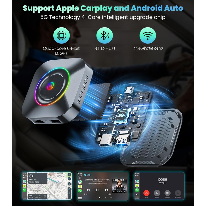 CarPlay Magic Ai Box 2.0, Wireless CarPlay Adapter Streaming Supports