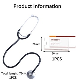 Children's Stethoscope, Metal Toy Stethoscope, Children's Stethoscope Role Play, Functional Stethoscope Toy, Analogue Stethoscope, Amplifies Breathing and Heart Sounds, Black