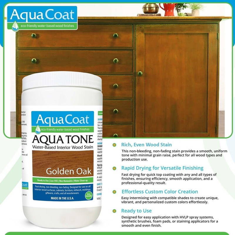 Aqua Coat Aqua Tone Water-Based Wood Stain (Quart, Golden Oak)