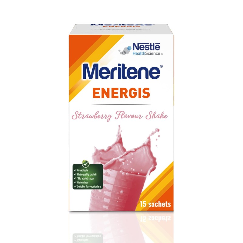 Meritene Energis Strawberry Shake | 30g Shake Powder Sachets, Pack