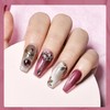 JODSONE Press on Nails Pink Square Cat Eye Handmade 3D