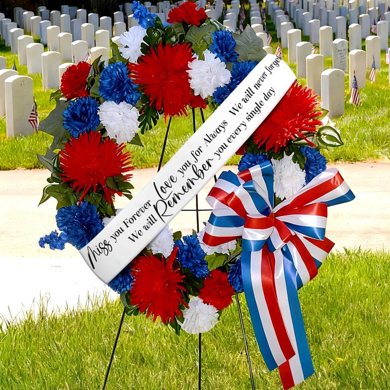 Funeral Wreath Sash, White, Love You for Always