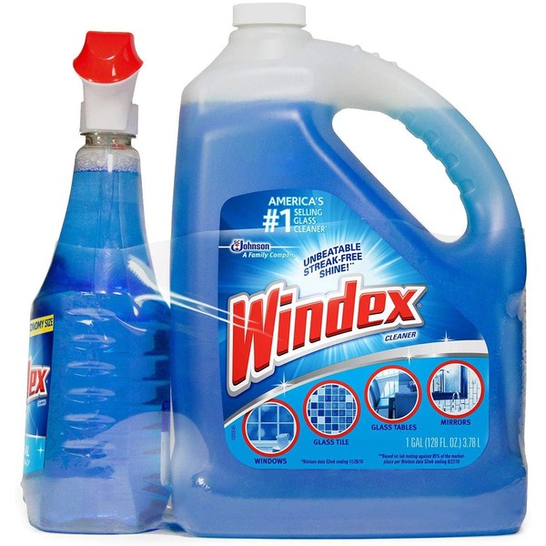 Windex Original Glass Cleaner (128 oz. refill + 32 oz. trigger)