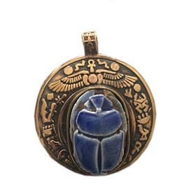 KemetArt Egyptian Jewelry Scarab Stone Pendant (Lapis Lazuli)