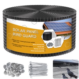 Solar Panel Bird Wire,8 Inx100 FT Critter Guard PVC Coated,Birds from Entering and Nesting Roll Kit/Critter Guard with 70 Fastener Clips Rooftop Solar Panel for Squirrel Bird Critters