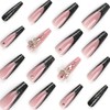 BABALAL Press on Nails Long Coffin Fake Nails Black French