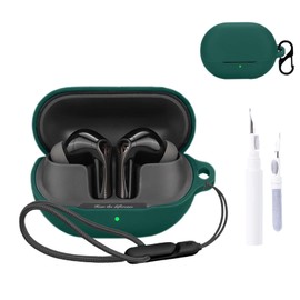 for SoundPEATS Air5 Pro Case Cover,NOUKAJU Earphone Protective Cover(with Carabiner + Lanyard + Cleaning Pen) Drop-Proof,Shock-Proof,Dust-Proof,Case for SoundPEATS Air 5 Pro(Green)