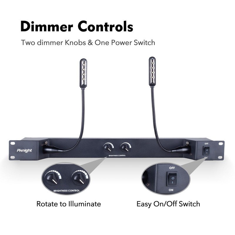 Rack Mount Gooseneck LED Light, 3 Dimmable Lamps, PowerCON Input,