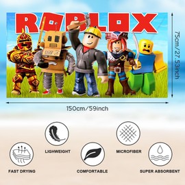 YEIUZPT Robllox Beach Towel, Microfibre Bath Towel Children's Bath Super Soft Absorbent Beach Blanket Portable Sauna Towel Camping Towels Lightweight Swim Bath Towel for Pool Swim Beach Camping