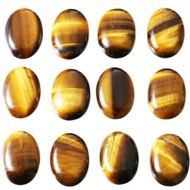 mookaitedecor 10pcs 13x18mm Natural Tiger’s Eye Crystal Oval Cabochons Flat Back Stones Beads for Jewellery Making, Reiki Healing Crystal Cabs Genuine Stone for DIY Cabochon Pendant & Earrings
