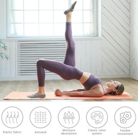 Senshuomy Non-Slip Yoga Socks,Pilates Socks for Women Non-Slip Grips & Straps,Ideal for Pilates,Fitness,Ideal for Pilates,Ballet,Barre,Barefoot Workout,Dance(3 Pairs/Black+Grey+Pink)