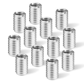 Ezitruz Pack of 12 Thread Insert M10 to M12, 15 mm Threaded Sleeve, Thread Adapter, Silver Threaded Bushing, Stainless Steel Screw Nut for Automotive, Mechanical