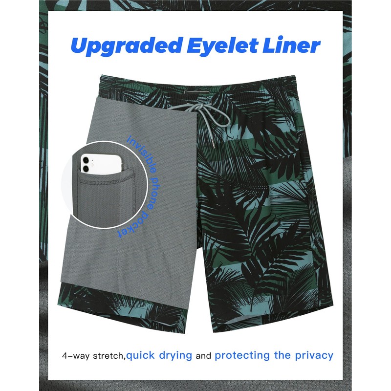 SURF CUZ 9" Mens Swim Trunks with Compression Liner Swimming