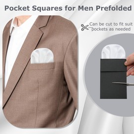 LJBFNN Pocket Squares for Men Prefolded, Mens Handkerchiefs Pre-Folded Card Handkerchiefs for Men Suit Jacket Tuxedo Shirt (B White)