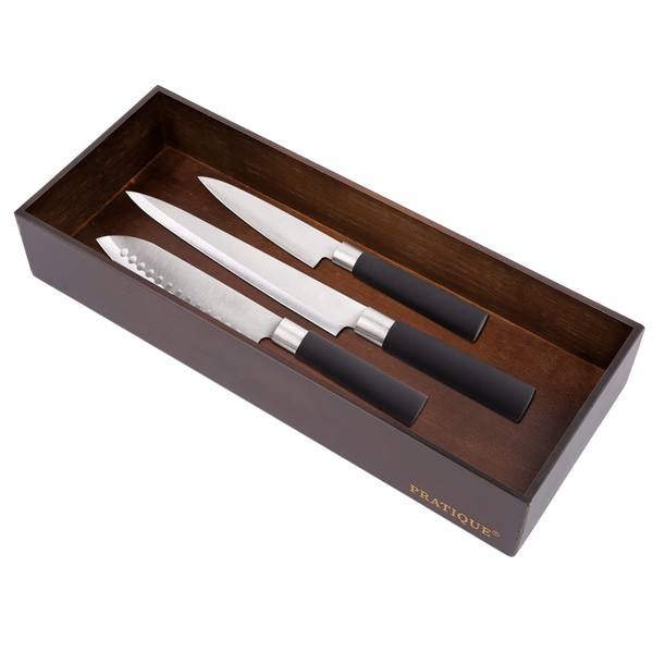 PRATIQUE Bamboo Drawer Organizer - Kitchen Utensil Organizer Silverware Tray