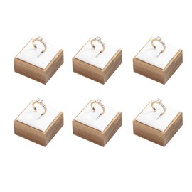 Coward Bamboo 6 Pcs Rings Display Stand, Ring Jewelry Holder Organizer Drawer Storage (White PU)