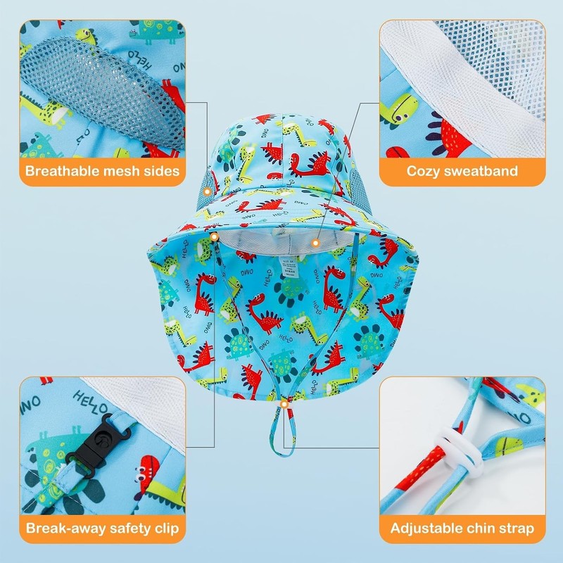 2 Sombrero para Niños, Sombrero de Sol de ala Ancha