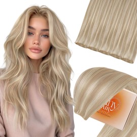 Sunny Hair Genius Weft Hair Extensions Human Hair Highlights Genius Hair Extensions Wefts Blonde Hand Tied Weft Extensions Remy Hair Golden Highlights Blonde Light Straight Hair 18inch