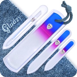 Juego de Limas de Cristal Checo para Uñas - Lima de Callos, Empujador de Cutículas de Precisión, Doble Superficie de Granos Diferentes, Manicura y Pedicura, Cuidado de las Uñas y Nail Art Profesional