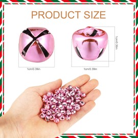100pcs Christmas Jingle Bells, Metal Craft Small Bells Jingle Bells for Crafts Decorative Christmas Jingle Bells for Holiday Home Christmas Festival Party Wedding Decoration Gifts DIY Project(Pink)