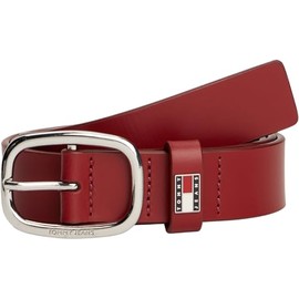 Tommy Jeans Women's Oval Leather Belt, Red (Rustic Cherry)