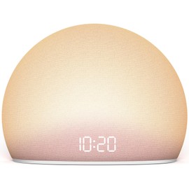 HOUSBAY Sunrise Alarm Clock, White Noise Sound Machine for Bedroom | Natural Wake-Up Light with Gentle Alarm Sounds, 20 Soothing Sleep Aids, Dimmable Display, Screen-Free Design - Pink
