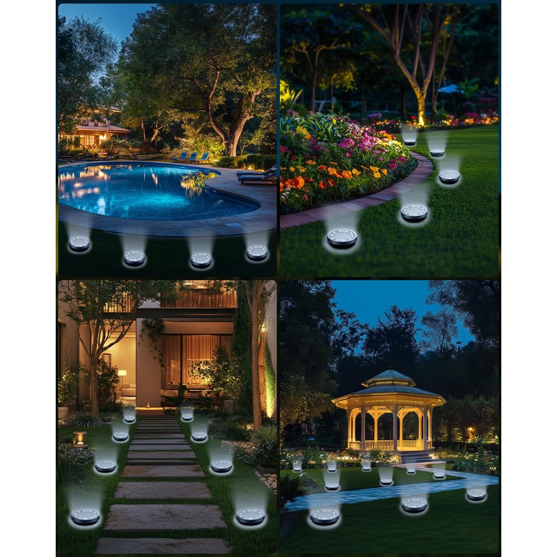 Solar Lights Outdoor Garden, 8 Pack Solar Ground Lights Pathway