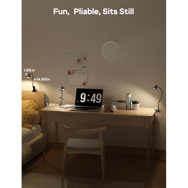 LiFMIRA Clip-on Reading Light - 3 Color Modes, 10 Dimmable