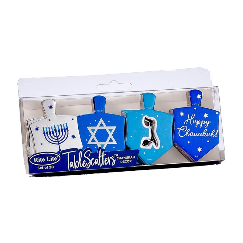 Rite Lite Chanukah Table Scatters, 20 Foiled Dreidels, Perfect Hanukkah