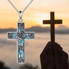 YONFQE Turquoise Cross Necklace S925 Sterling Silver Turquoise Cross Pendant