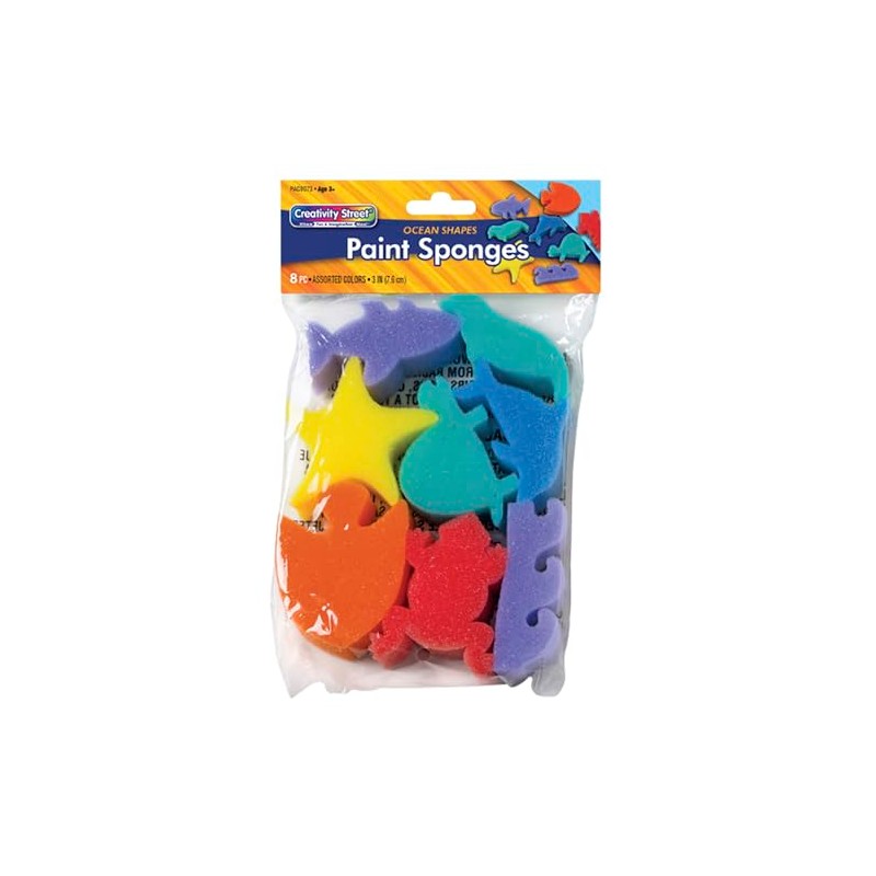 Creativity Street Ocean Paint Sponge, 3 in, Pack of 8