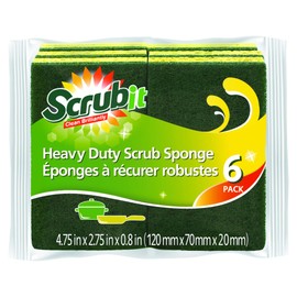 Cleaning Heavy Duty Scrub Sponge by Scrub-it - Scrubbing Sponges Use for Kitchen, Bathroom & More -6 Pack