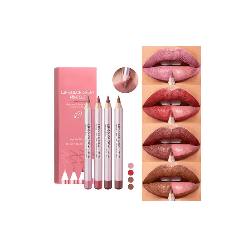 Juego de lápices delineadores de labios, 4 Uds, resistente agua,