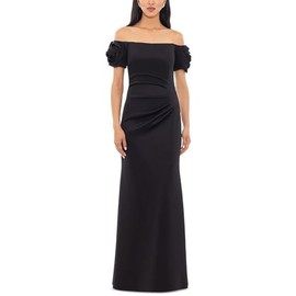 Xscape Womens Rosette Evening Dress Black 4