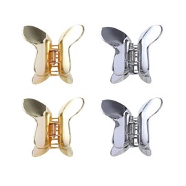 Vctitil 4 Pcs Butterfly Hair Clip Hair Claw Clips Female Hair Accessories Hair Clip Shark Clip Simple Girls Metal Hair Claw(silver&gold)