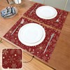 Christmas Snowflakes Placemats on Dark Red Placemats for Dining Tables,