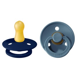 BIBS Colour Paquete de 2 chupetes. Libre de BPA, Tetina redonda. Látex natural, Talla 1 (0-6 meses),Deep Space/Petrol